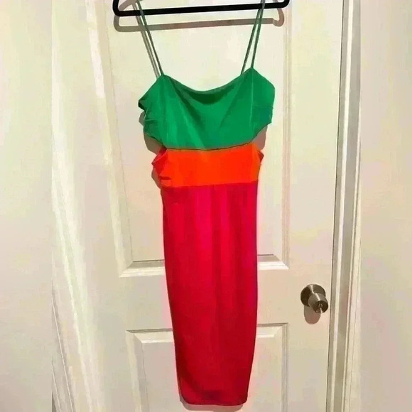 Cameo strap Pastel color block dress Bodycon - Picture 3 of 4